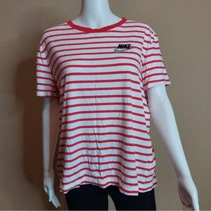 Nike Red White Striped The Nike Tee T-shirt Medium GUC
